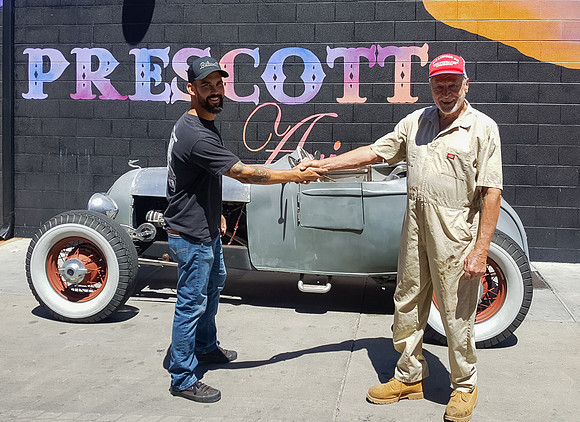 Kyle with Ed - the builder of the Car.